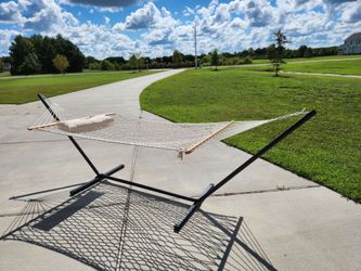 Hammock with stand. Used, never left in weather.