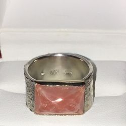 Pinky Ring 925 Silver with Pink Stone Size 3.5, $40
