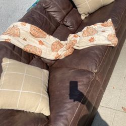 Beautiful Mahogany Genuine  Leather Sofa