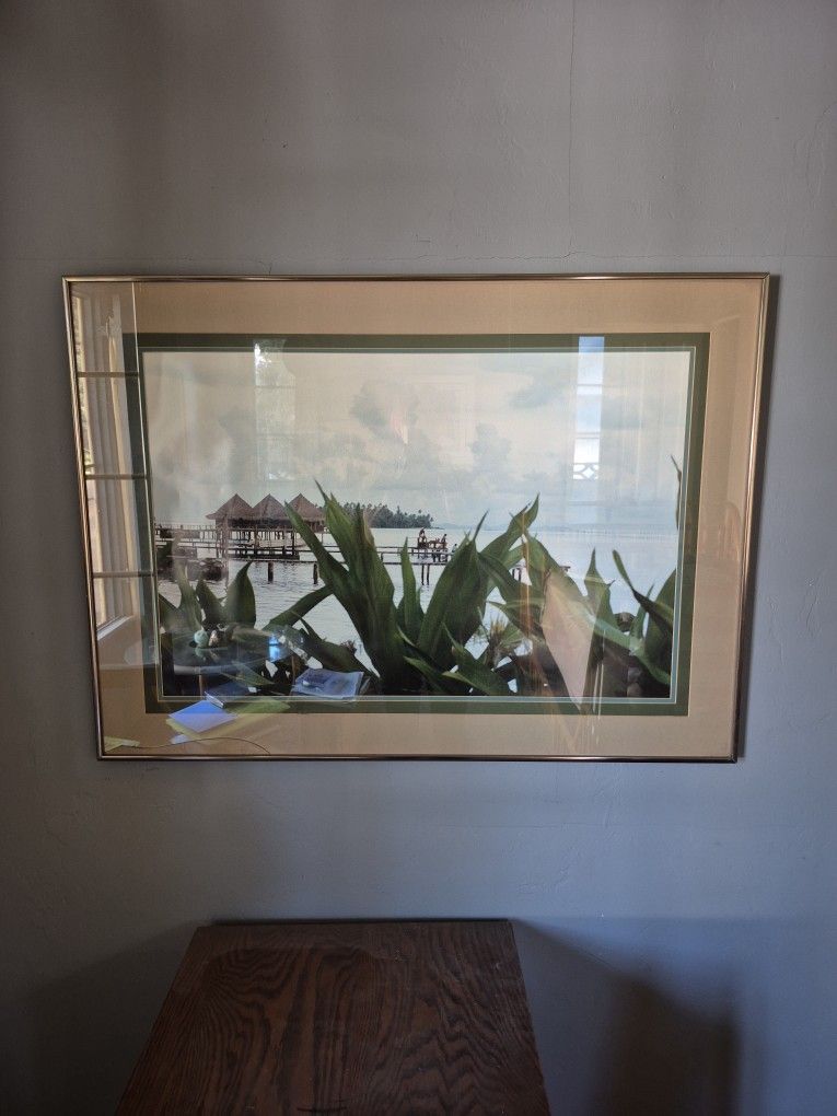 TROPICAL DOCK FRAMED PHOTOGRAPH