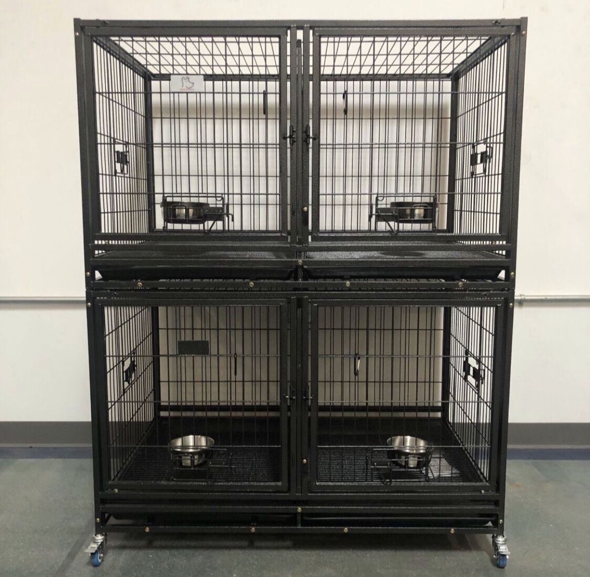 Brand New 43” Dog Kennels 2-Cages With 4-Banks All Have Removable Dividers,Trays, Wheels🐶perfect For Groomer Or Breeder👍🏻
