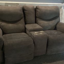 Old Cannery dual gliding reclining console love seat