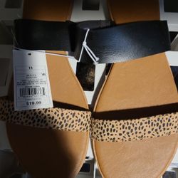 Universal Thread Women’s Sandal Flat Slide Size 11 Tan Animal Print & Black