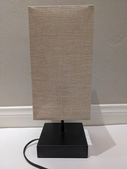 Square Black Small Lamp With USB Ports