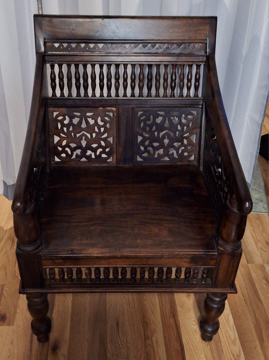 Mahajra, Carved Wooden Walnut Chair