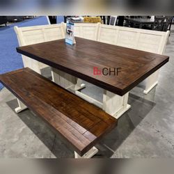 Solid Wood Dining Nook With Bench  