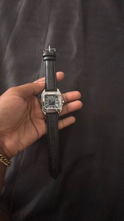 Cartier Santos Watch Black Leather Strap