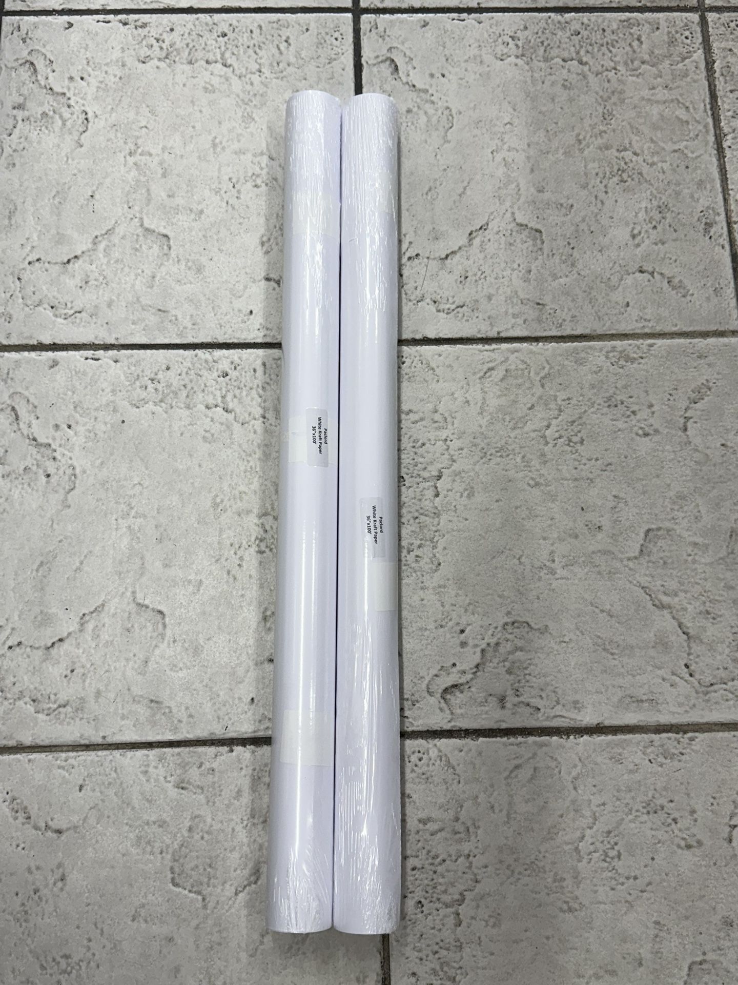 PACLORD - 2 ROLLS OF WHITE KRAFT CONSTRUCTION PAPER 36 inch x 1200 Inch (100 Feet)