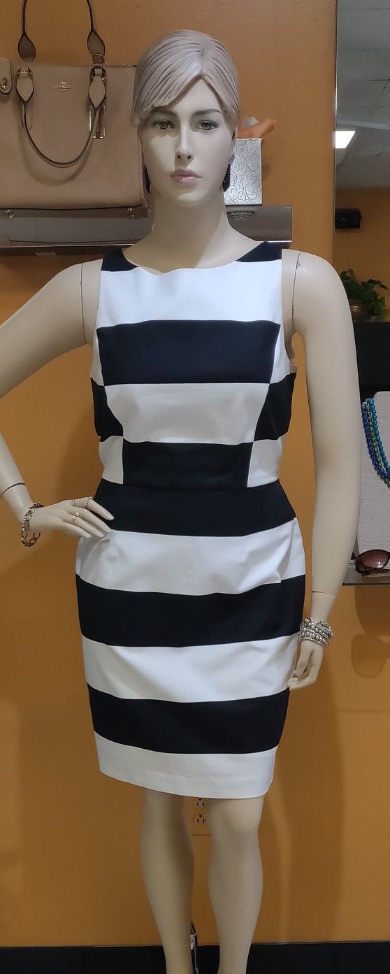Worthington Black And White Sleeveless Knee Length Dress