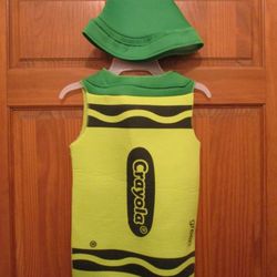 Kids Green Crayola Crayon Halloween Costume Size 4-6X 