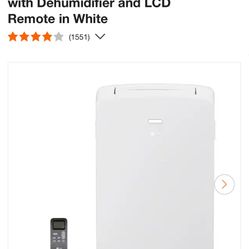 LG 6,500 BTU Portable Air Conditioner Cools 300 Sq. Ft. with Dehumidifier and LCD Remote in White