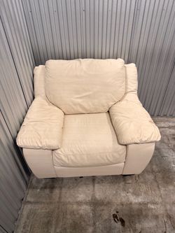 Cream Leather Oversized Armchair