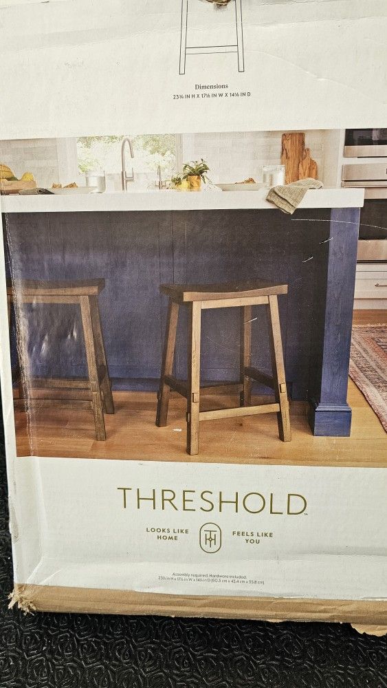 Halifax Farmhouse Wood Counter Height Barstool Threshold