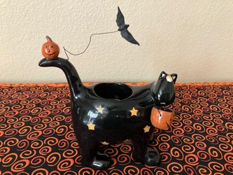 Ceramic Halloween Cat Votive Holder