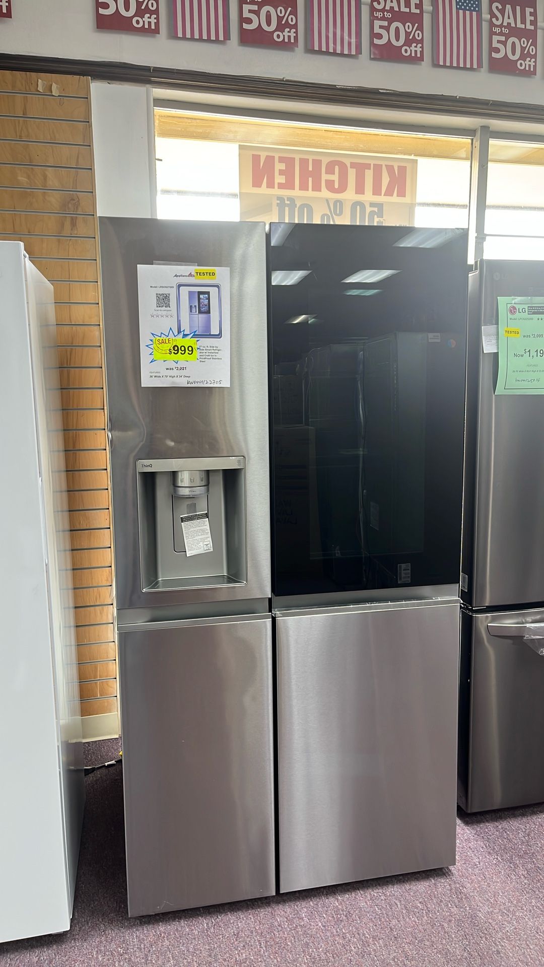 Refrigerator Stainless Steel Side By Side 36” New Open Box 1 Year Warranty