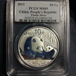 2011 Chinese Silver Panda - PCGS MS69 - 1 Troy Oz .999 Fine Silver