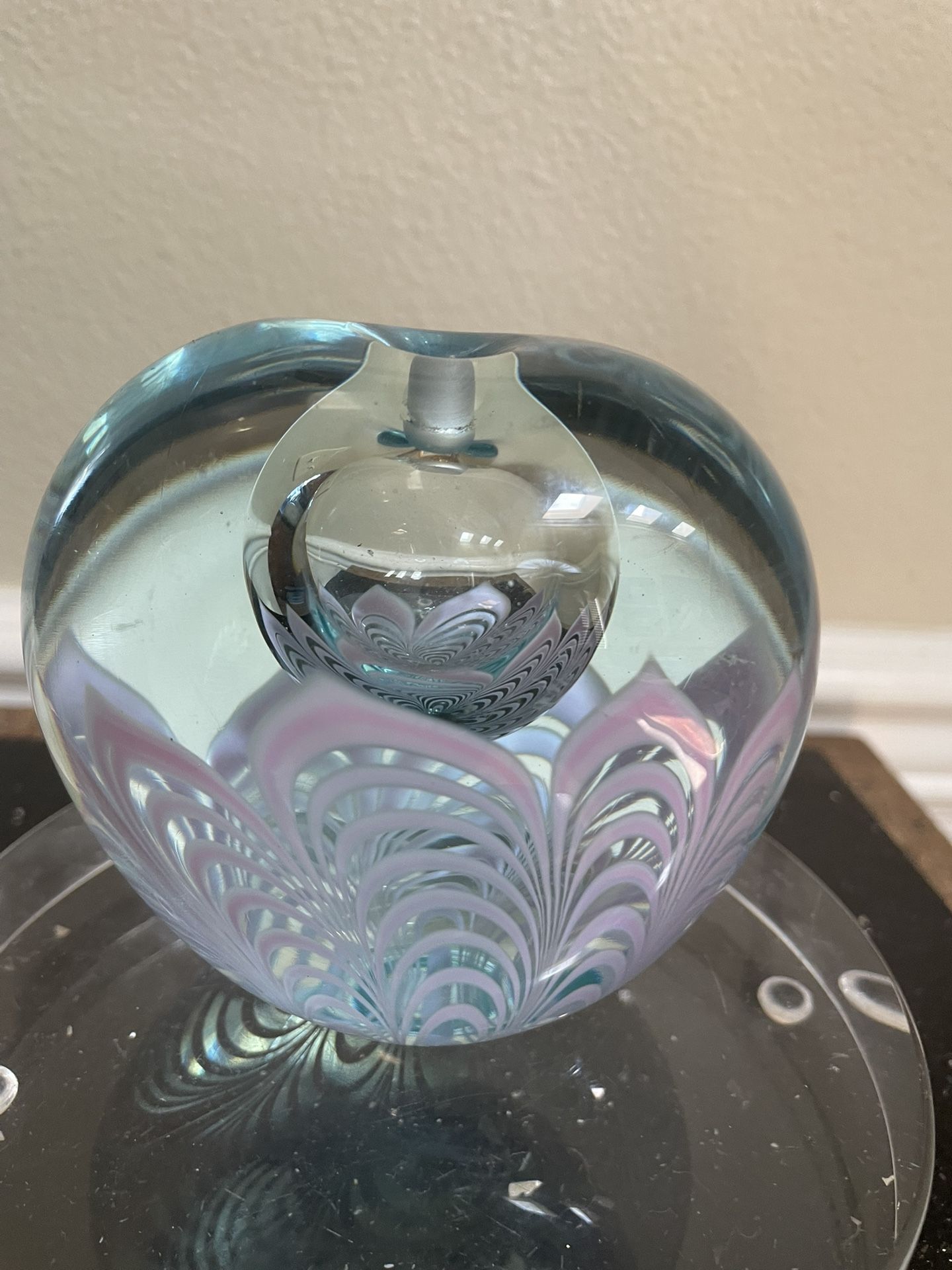 Vintage Heart Shaped Art Glass Paperweight
