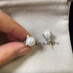 David Yurman Sterling Silver Pearl Earrings