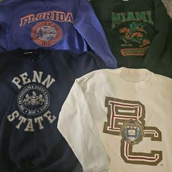 Vintage 1990s Crew Neck Sweatshirts: MIAMI, BOSTON COLLEGE, PENN STATE, FLORDIA 