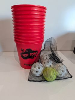 Juegoal Yard Pong Outdoor Party Game Set Giant Red Cups Balls Carry Bag