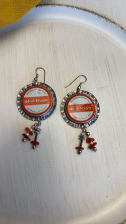 Earrings With Quartz And Recycled Bottle Caps 