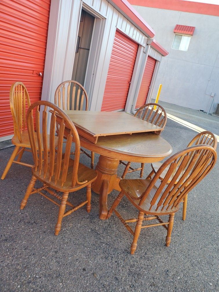 Solid Wood Dining Table And 6 Chairs