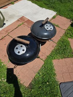 Pair of Weber Smokie Joe charcoal grills
