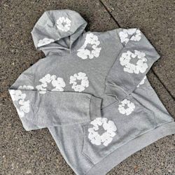 Grey And White Denim Tear Hoodie 1:1 L/XL
