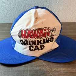 Vintage Double Billed Novelty Trucker Snap back hat Blue Hawaii drinking Cap