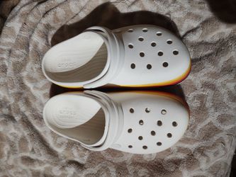 Crocs Classic Clogs White Rainbow Sole