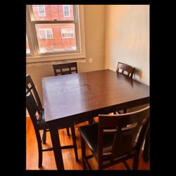 Dark Brown Dining Table with 4 Chairs