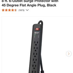 Best Seller Commercial Electric 8 ft. 6-Outlet Surge Protector with 45 Degree Flat Angle Plug, Black