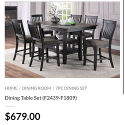 Brown Counter Height Dining Table Set
