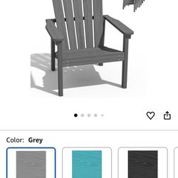 nevilywood Compact Stackable Adirondack Chairs, 26.3" Wide HDPE Outdoor Patio Chairs - Durable, Space-Saving Design for Porch, Lawn or Garden, Grey