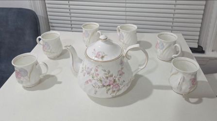 Vintage Hitkari Potteries Bone China Tea Set – Teapot & 6 Mugs