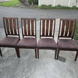 Hado Dark Brown Dining Chair Set Of 4, Dark Brown Seat, Slatted Back -