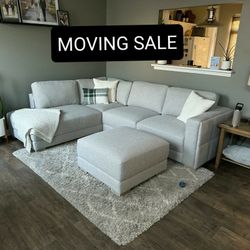 Gray Sectional Couch Sofa With Ottoman