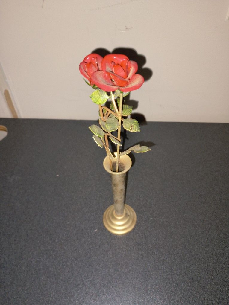 Vintage Brass Flowers Handcrafted And Painted 