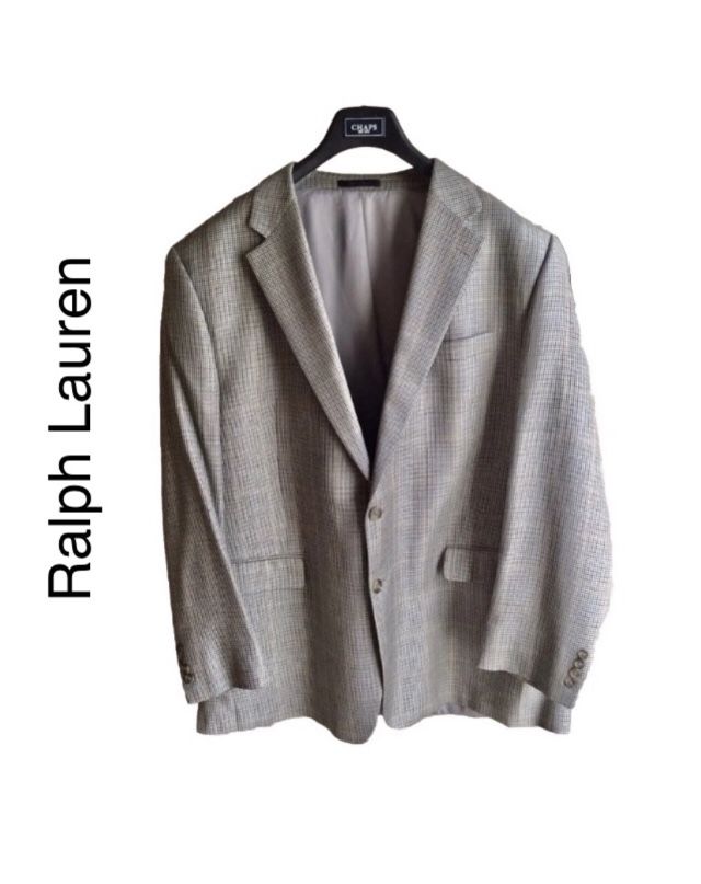 Men's Jacket Sport Coat Chaps Ralph Lauren Wool Blazer 48L Herringbone Grey