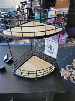 Bombay 2-Tier Corner Organizer with Bamboo Shelves