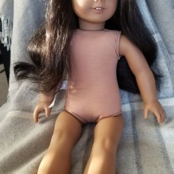 American Girl Doll Dark Brown Hair Blue Eyes 