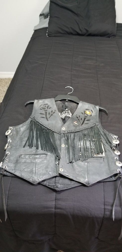 Womens Leather Biker Vest
