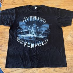 Men’s Skeleton Black Crewneck Cotton Shirt, Size L 