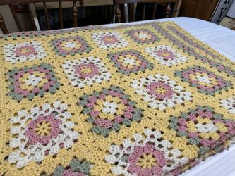Handmade Floral Granny Square Crochet Blanket