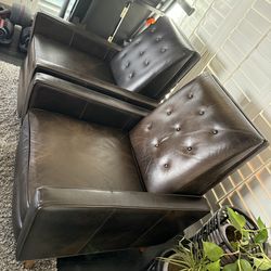 West Elm 2 Leather Recliner Chairs