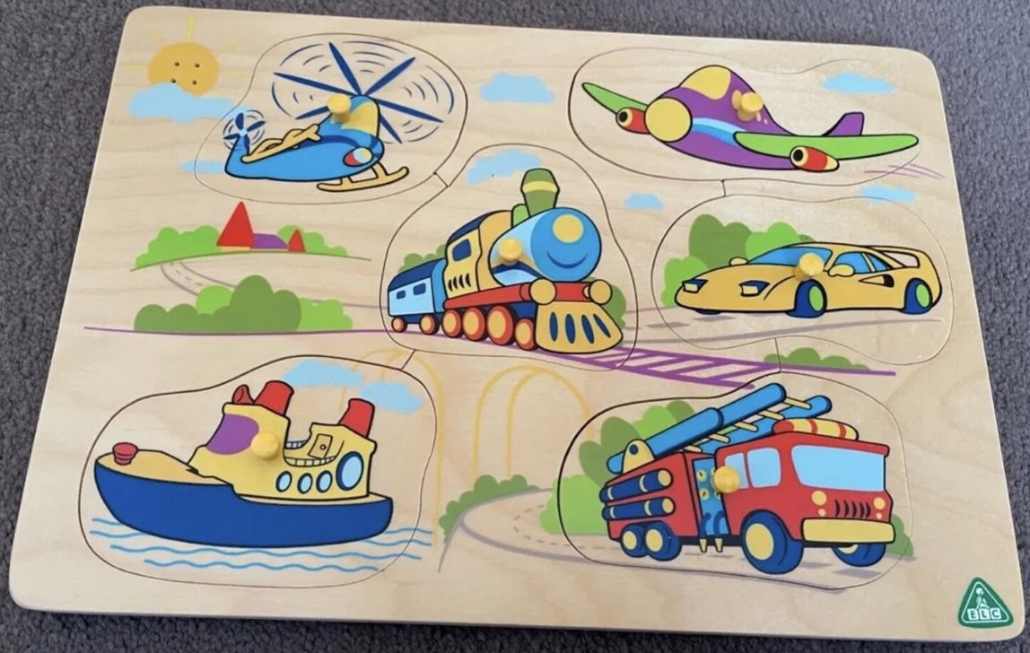Early Learning Centre Wooden Sound Peg Puzzle Vehicles