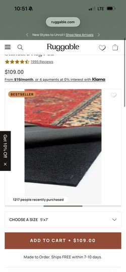 8x10 Ruggable rug pad