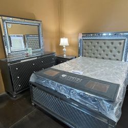 6-Piece Gray LED Queen Bedroom Set 