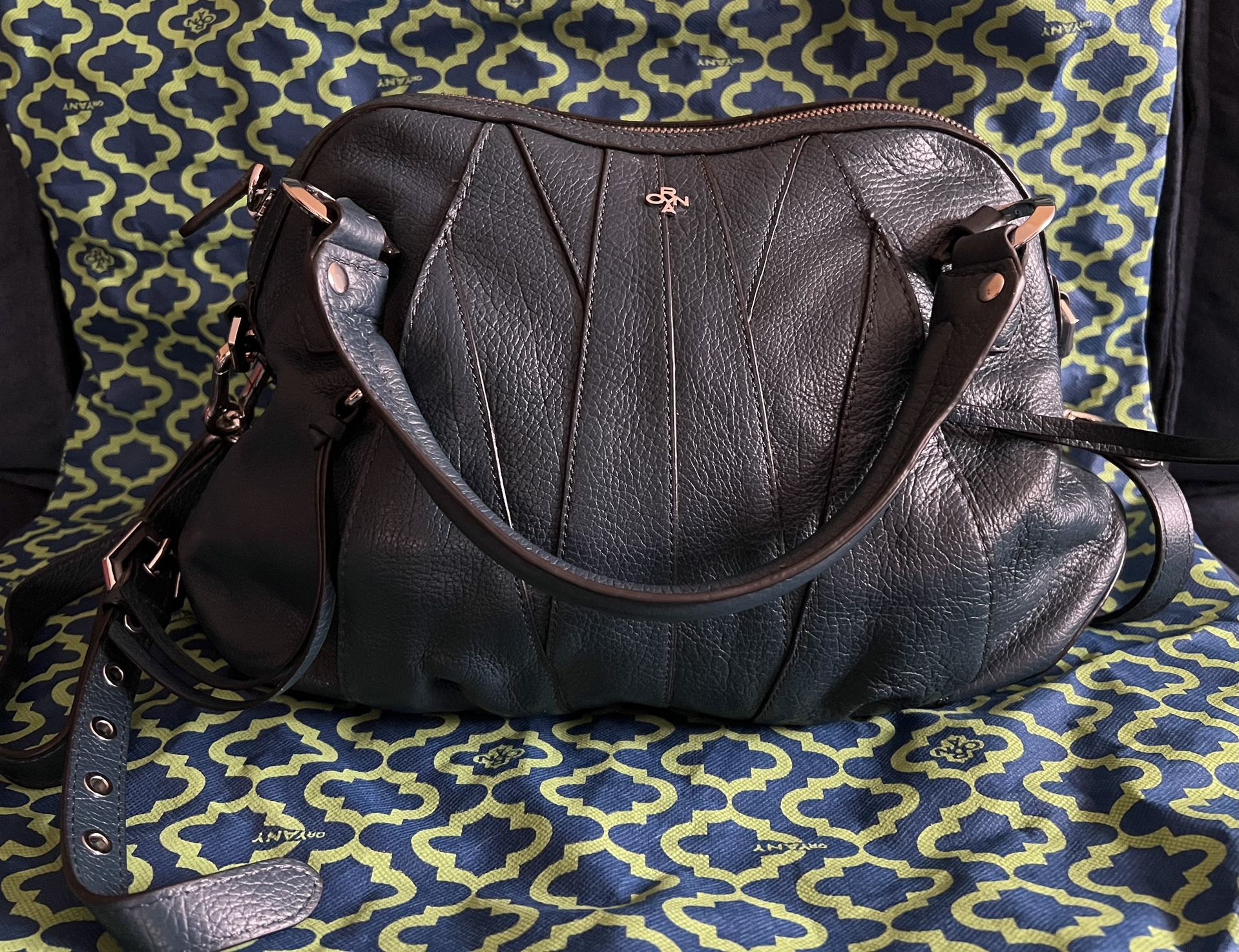 OrYANY Navy Blue Trina Italian Leather Satchel Bag purse