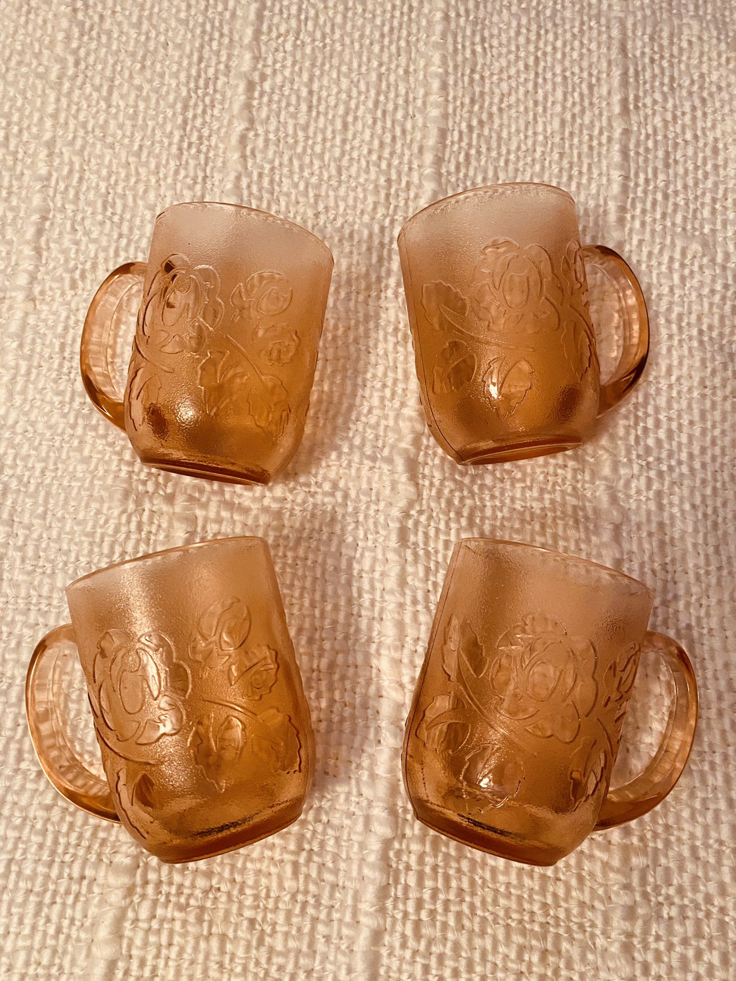 Beautiful Vintage PINK Rosa Coffee Mugs Set 4